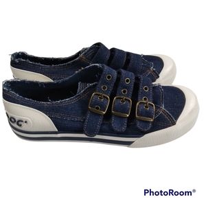 Rocket Dog Women's Denim 3 Buckle Rubber Toe Sneakers Size 7